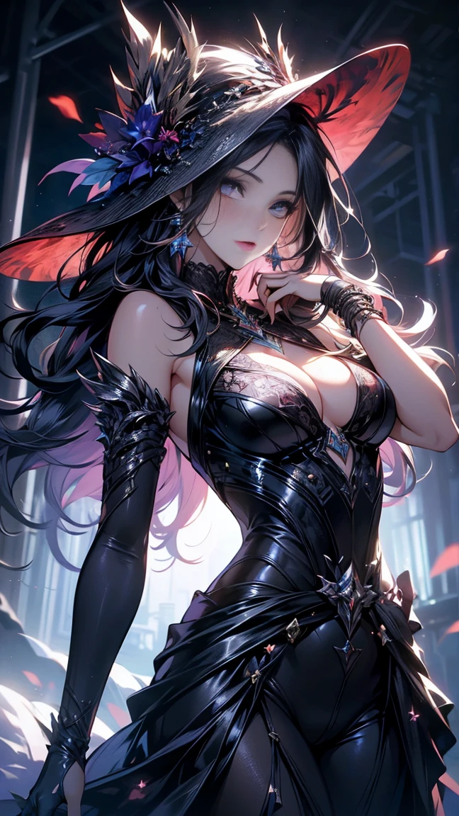 a beautiful witch, long dark hair, piercing eyes, porcelain skin, (best quality,4k,8k,highres,masterpiece:1.2),ultra-detailed,(realistic,photorealistic,photo-realistic:1.37), intricate details, exquisite facial features, delicate features, elegant pose, flowing dress, dark mystical background, glowing magical aura, dramatic lighting, cinematic composition, fantasy art, dark fantasy, moody, dramatic, ethereal, atmospheric