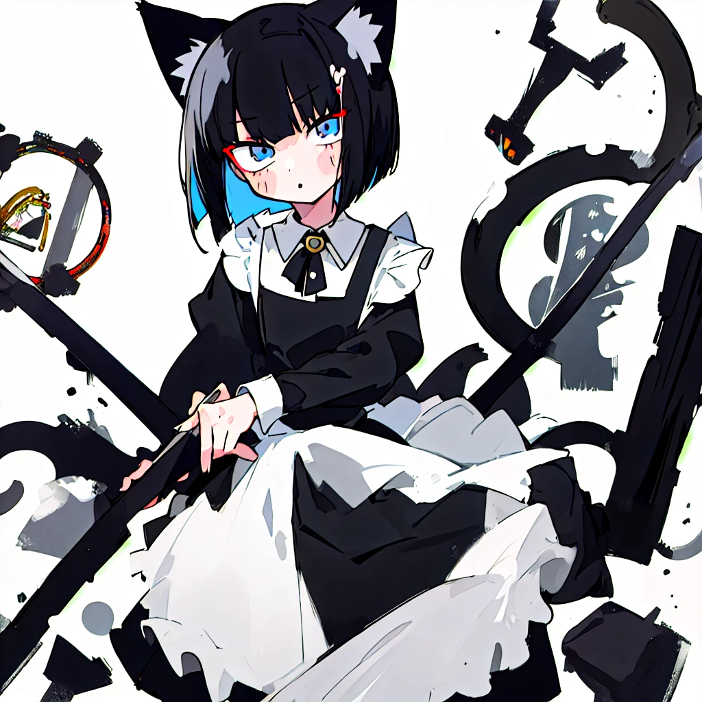 masterpiece、Highest quality、One Girl、Black Hair、Cat ear、Bob Hair、Maid clothes、