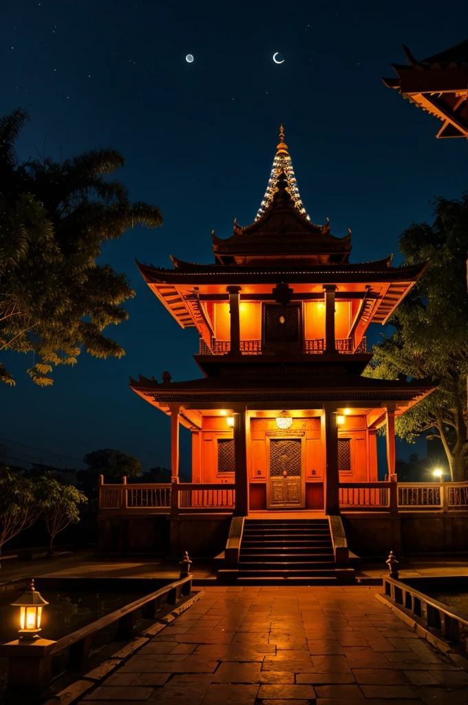 A horror mandir at night view