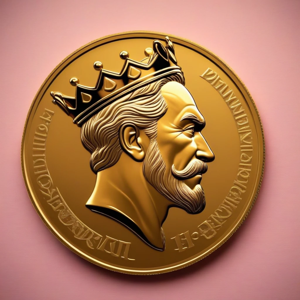 монета вдохновленный Disney Pixar , king on a coin , image of the king on the coin in profile, beautiful coin, coin like in blender 3d