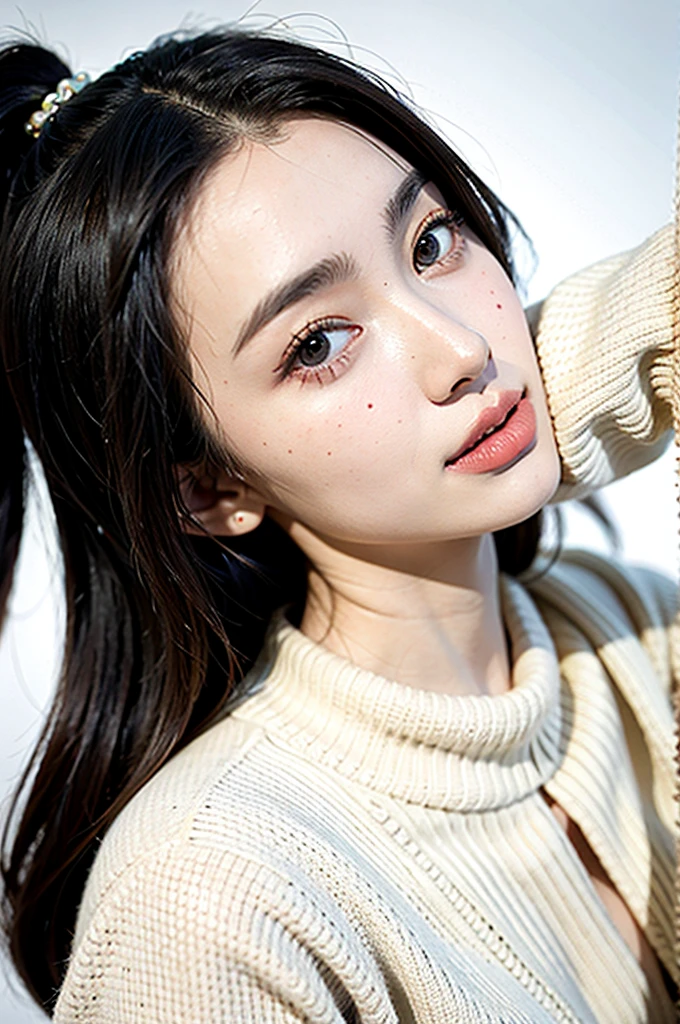 1girl,sweater,white background,