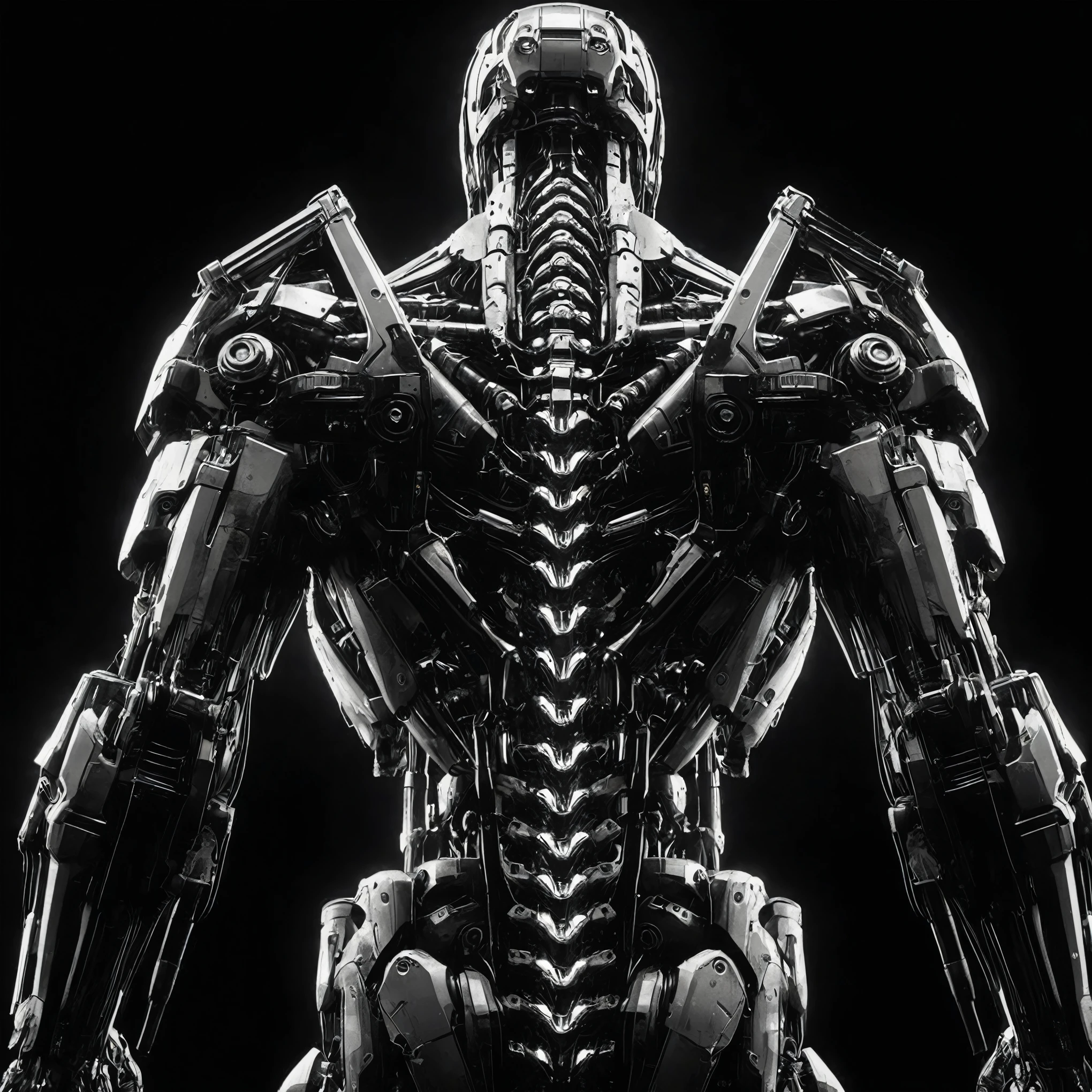 a close up of a robot with a gun in its hand, movie still of a cool cyborg, movie still of a villain cyborg, futuristic robot body, cyborg robot, movie still of a cyborg, mech robot futuristic, movie still of a alien cyborg, cyborg body, 4k digital render, detailed humanoid, terminator skeleton, cyberpunk robot, intricate cyborg