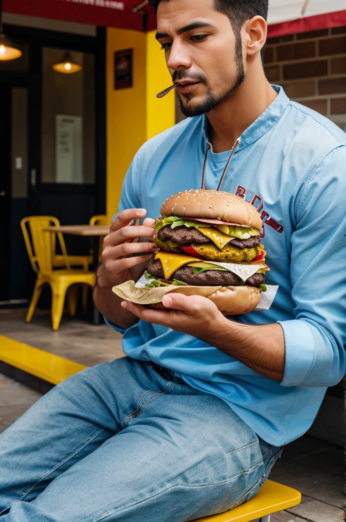A man eating burger