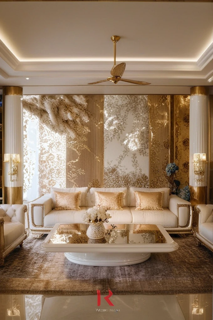 ,Masterpiece, Best quality,8K, Ultra-high resolution,When you step into the (living: 1.1) ,Immediately surrounded by a rich atmosphere of luxury. The space  was covered with a soft white fluffy blanket,It is so comfortable,So much so that you can't help but indulge in it。Embellished with precious porcelain and white-off gold ornaments。Whenever it is late afternoon,The afterglow from the window spilled on the floor,Soft light and shadow are reflected,It was as if entering a dreamland. ((Wooden chair and table : 1.3)), ((COLUMN MIRROR : 1.3))