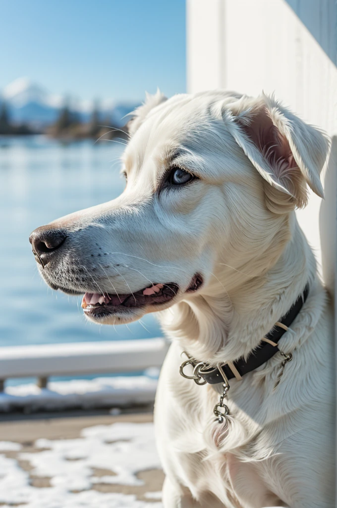 A white dog 8k view