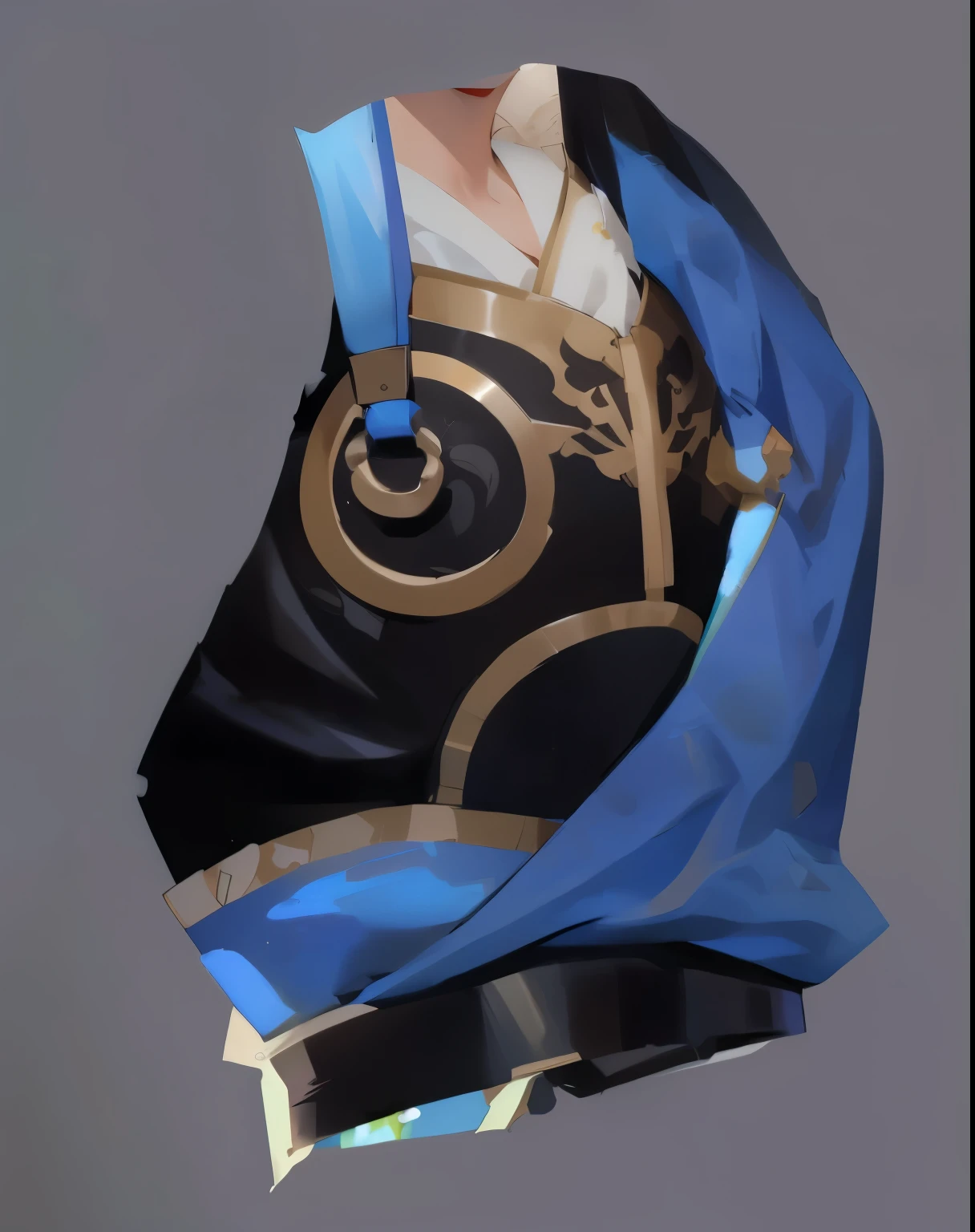 ,Chinese clothes，Hanfu，masterpiece, Best quality, 8K, light, Ultra-high resolution, Chinese painting, White background, Chinese Arts, Hanfu,  Upper part of the body,Hanfu，high quality, ，Meticulous portrayal，Clear structure，Precise construction，，armor，中式armor，，Chinese cuirass，Metal，布包着armor，clean brush stroke，Realistic