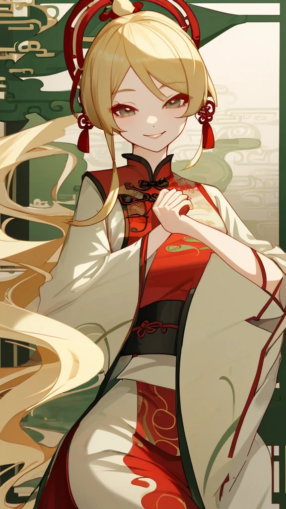 Chinese clothing Blonde Smiling girl