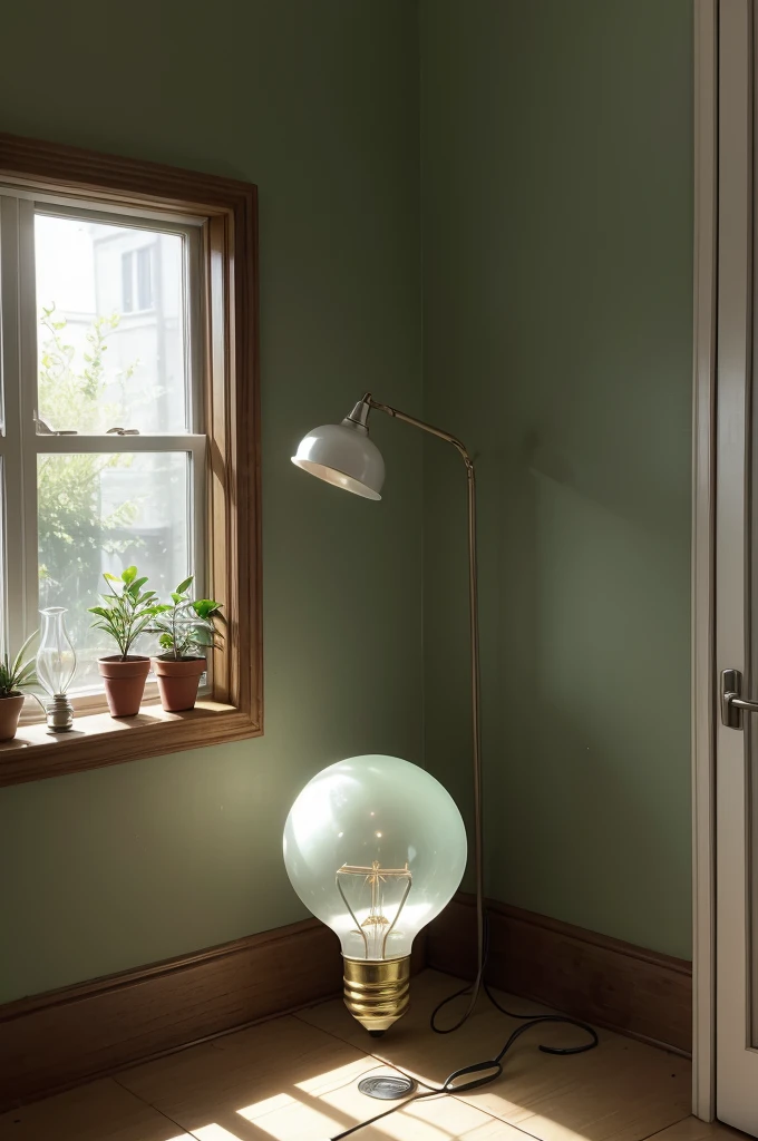 light bulb, lamp with leaf inside, ENVIRONMENT, solid bottom