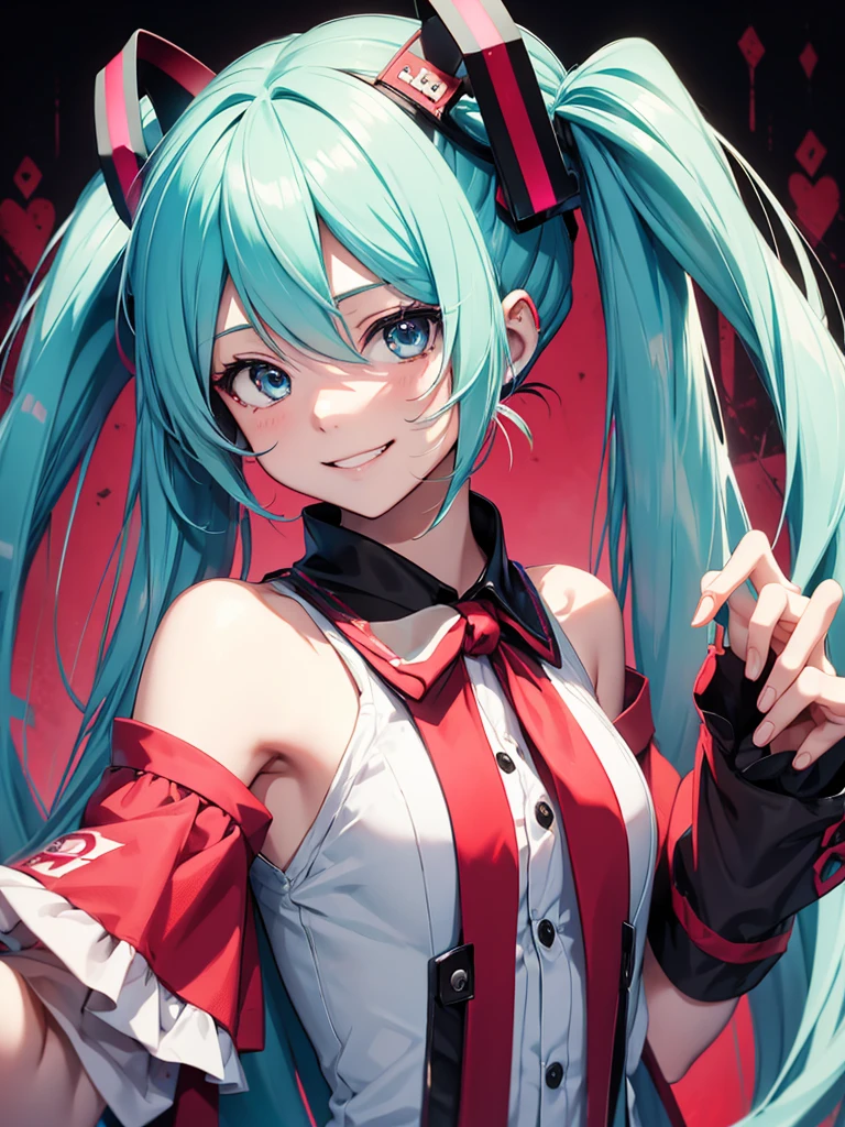 hatsune miku, blood, yandere, smiling