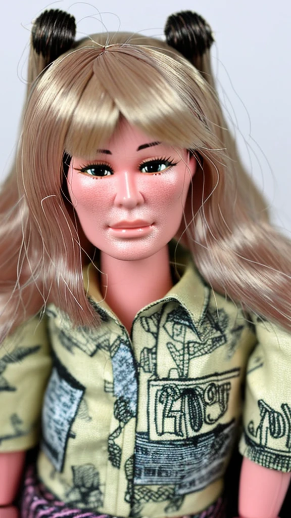 Old Japanese woman, Barbie doll, 70 years old, ugly, wrinkled, dirty, fat, dirty hair