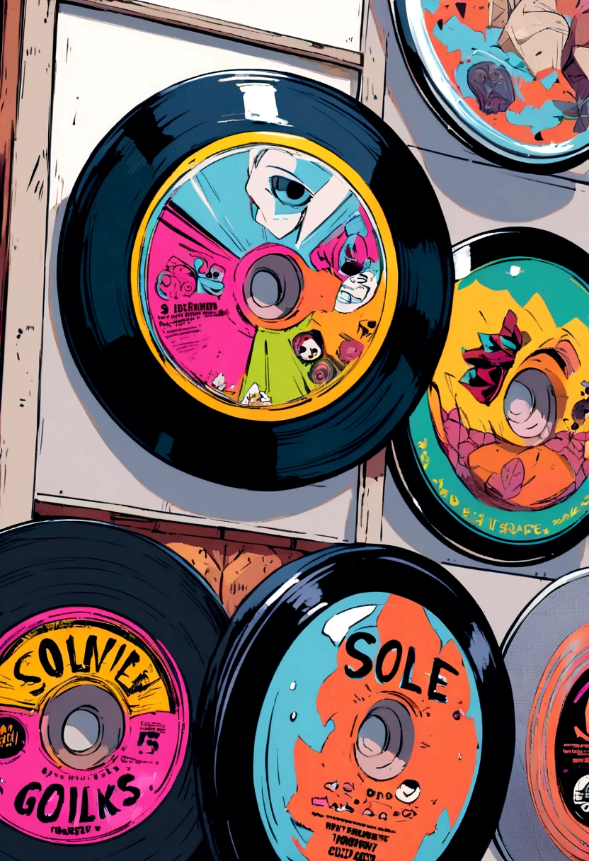 simple logo, rock style vinyl record sales store