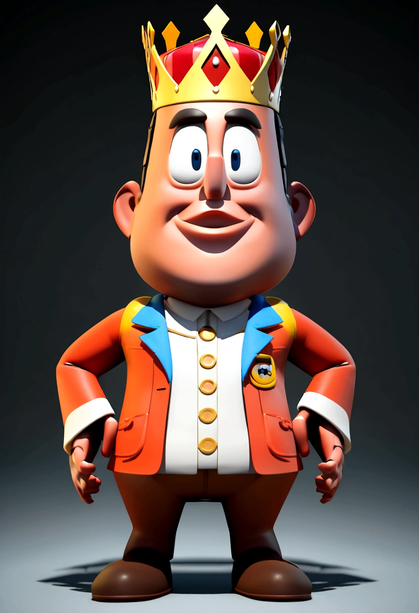 Cartoon character of king with crown , animated character, stylized character, animation style rendering, 3D stylized, Arnold Maya render, 3D rendering stylized, cartoon key frame rendering, 3D character, 3D character, 3D rendering stylized, 3D rendering of characters, cartoon character, Character close up, Character pose, (Pixar Style) (main part:1.2) (hips) (Best quality) (detailed skin) (detailed texture) (8 k)