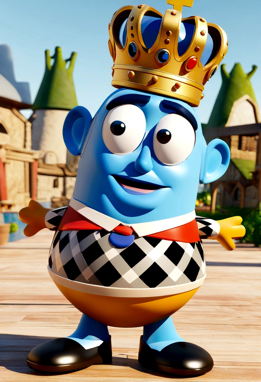 Cartoon character of king with crown , animated character, stylized character, animation style rendering, 3D stylized, Arnold Maya render, 3D rendering stylized, cartoon key frame rendering, 3D character, 3D character, 3D rendering stylized, 3D rendering of characters, cartoon character, Character close up, Character pose, (Pixar Style) (main part:1.2) (hips) (Best quality) (detailed skin) (detailed texture) (8 k)