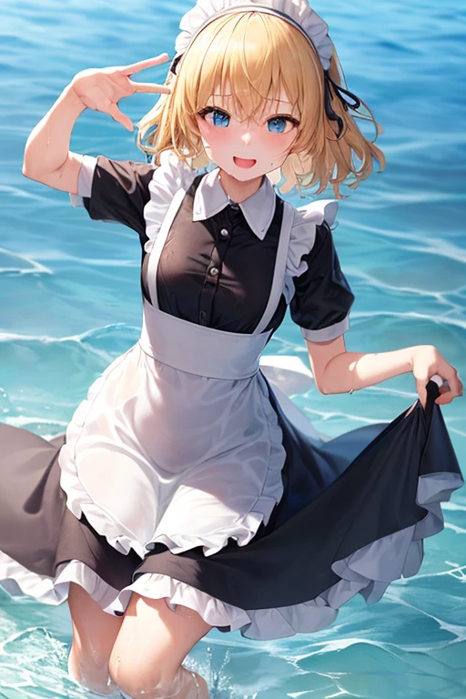 (((Super best quality))), ((high resolution)), (((detailed))), (((Attention to detail))), (((Shorthand)))In the water, swim, Ocean底
Maid clothes, White apron, Headband, (Fashionable clothes)
Gothic Dress, ribbon, Maid clothes, (白と黒のMaid clothes), (((Normal collar, Short sleeve, Long skirt, Classic)))(Waterlogged), In the water, Ocean, Wave, 荒Wave, Water Play
((Even my clothes are wet 1.1))((Even my clothes are soaked in water)), Water Drop((服にもWater Drop1.1)), ((Deep water depth)) ((Deeply immersed))
Blonde, Blue Eyes, Small breasts, smile, Pose with outstretched hands