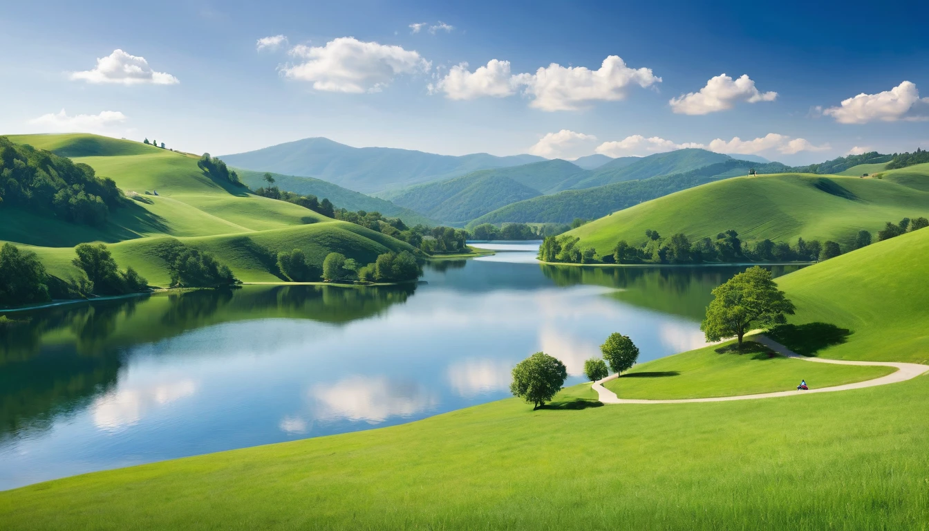 
Explore a serene landscape of rolling hills and tranquil lakes, perfect for meditation and relaxation.