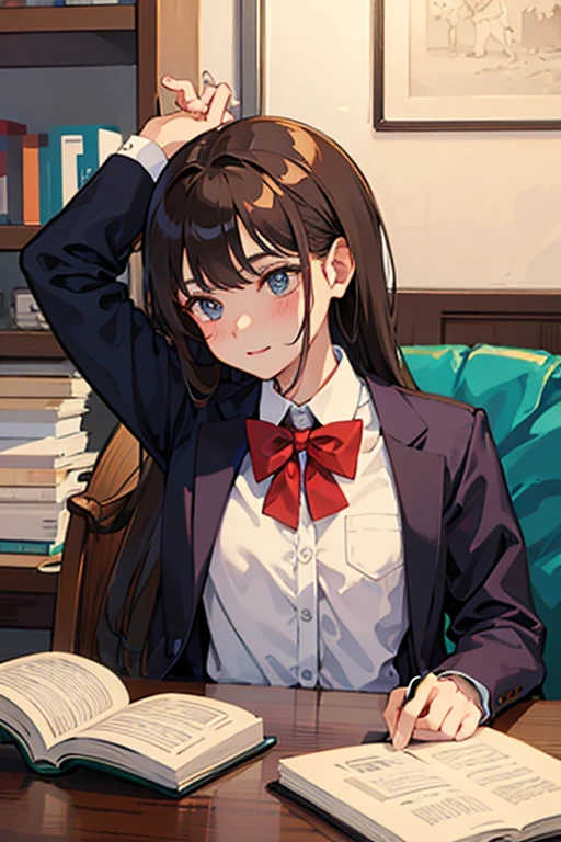A girl studying