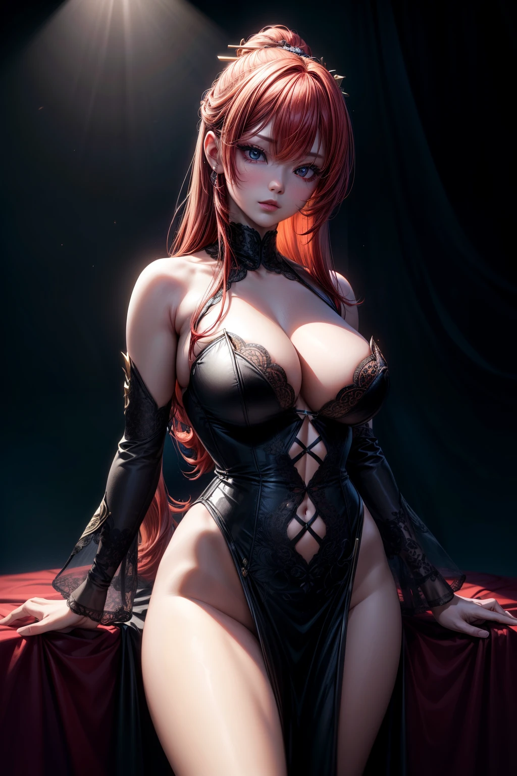 A seductive Asian redhead woman, embodying an alluring feminine figure, is the central subject of this portrait. The Reductionist form, a style influenced by mujercore, adds an edgy touch to the image. The woman stands boldly against a dark backdrop, illuminated exclusively from behind, casting dramatic shadows that accentuate her curves.
Exquisitely detailed, this ultra high-definition (8K UHD) photograph offers a resolution that approaches reality, with each line and contour meticulously rendered. The lens used is an 80mm, capturing her every feature with a clarity that is both vivid and mesmerizing.
The cinematic lighting adds