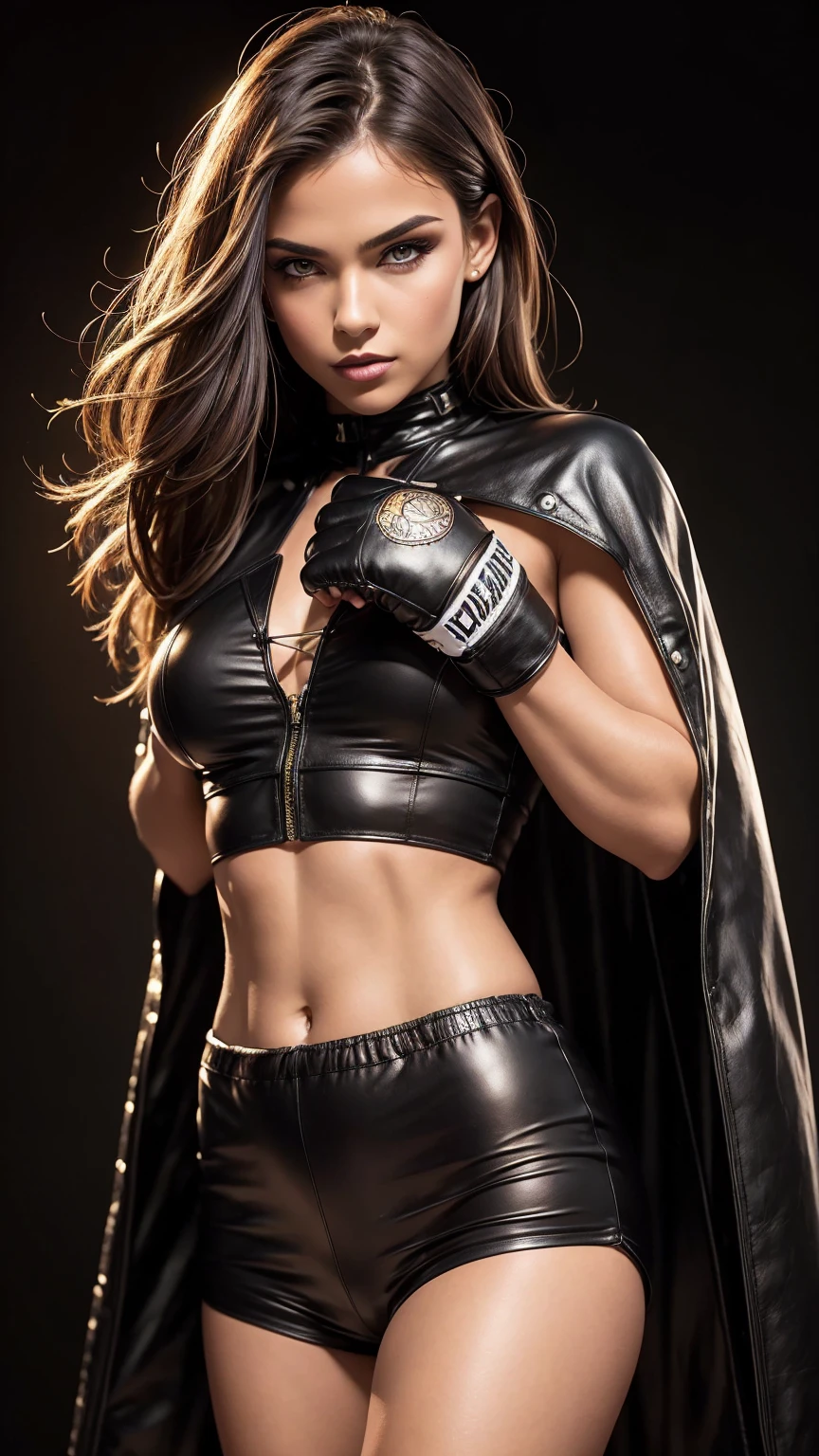 1girl, steampunk fashion, captured in ultra high resolution with photorealistic and beautiful lighting. This masterpiece is of the best quality and is set against a boxing ring background, (weighted at 1.4).