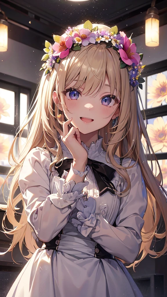Idol、masterpiece、best quality、Beautiful facial expressions、absurd、nffsw、(flower、shining:1.4)、(laugh)、sharp focus、photoreal、high resolution、most detailed、very detailed、detailed face and eyes、sharp eyes、real student、sharp focus、 shining 피부、rim lights、dynamic, cinematic lighting、(((lift one's skirt:1.3)))