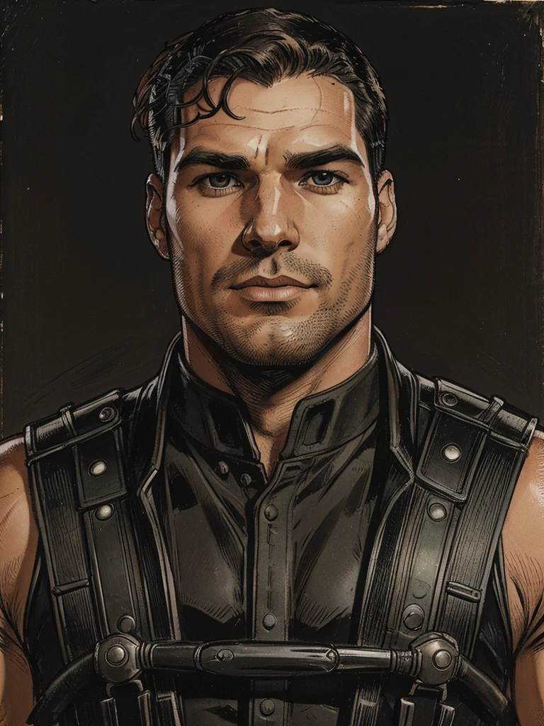 Leyendecker-style lustration: full-length drawing by naked Sean Strong - 29, 6'1", 205 lbs, cos, similar to Henry Cavill,, For inspiration, beutiful, but not the material of the model, Dark brown hair, Almost black pool of eyes, Constant five-hour shadow, pouty lips, marine, MARSOC Artillery Sergeant, Head of Operations Department of Divisions, wounded while escorting Iraqi security forces in north-central Iraq. Three Higher School of Applied Sciences. (Cannon gunshot wounds) Shattered middle of the left thigh, Shattered right clavicle, and the bullet touched the jawline on the right side of his face and tore off the lobe of his right ear. At Pacific High School, San Bernardino, California, He had an A 3.7 GPA and was a quarterback on the football team. San Diego State University, He specialized in linguistics. He is fluent in Spanish, Arabian (Accent in Mesopotamian), and Gaeilge (Not offered at school, I studied it on my own) In honor of his ancestor. He played football for the San Diego State Aztecs for four years. Then, How he got his