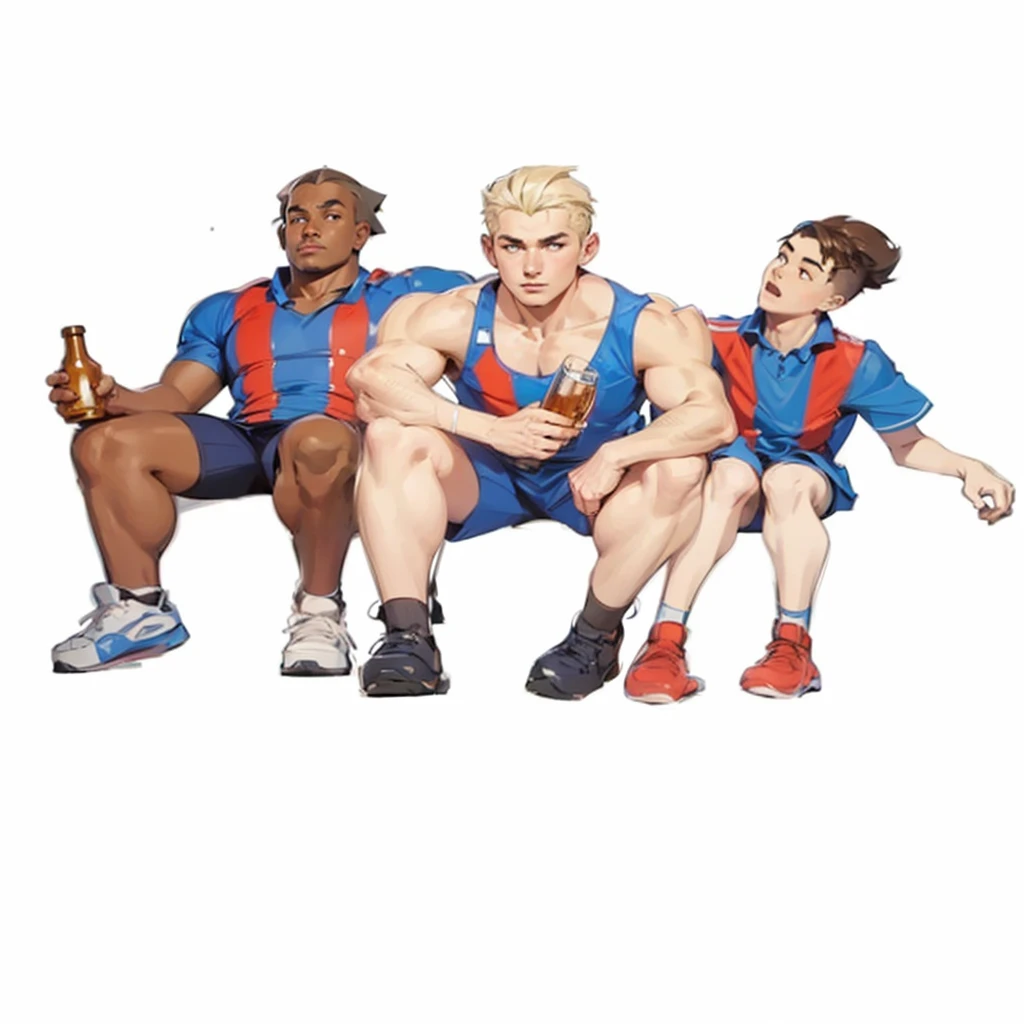 image 3 young man 19 years old sitting with beer bottles in hands wearing football team shirt ultra detailed image perfect lines high resolution  