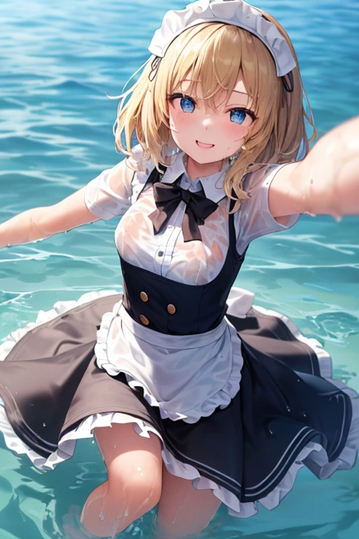 (((Super best quality))), ((high resolution)), (((detailed))), (((Attention to detail))), (((Shorthand)))In the water, Excited, Ocean底
Maid clothes, White apron, Headband, (Fashionable clothes)
Gothic Dress, ribbon, Maid clothes, (白と黒のMaid clothes), (((Normal collar, Short sleeve, Long skirt, Classic)))(Waterlogged), In the water, Ocean, Wave, 荒Wave, Water Play
((Even my clothes are wet 1.1))((Even my clothes are soaked in water)), Water Drop((服にもWater Drop1.1)), ((Deep water depth)) ((Deeply immersed)), (((Water drips from the clothes)))
Blonde, Blue Eyes, Small breasts, smile, Pose with outstretched hands