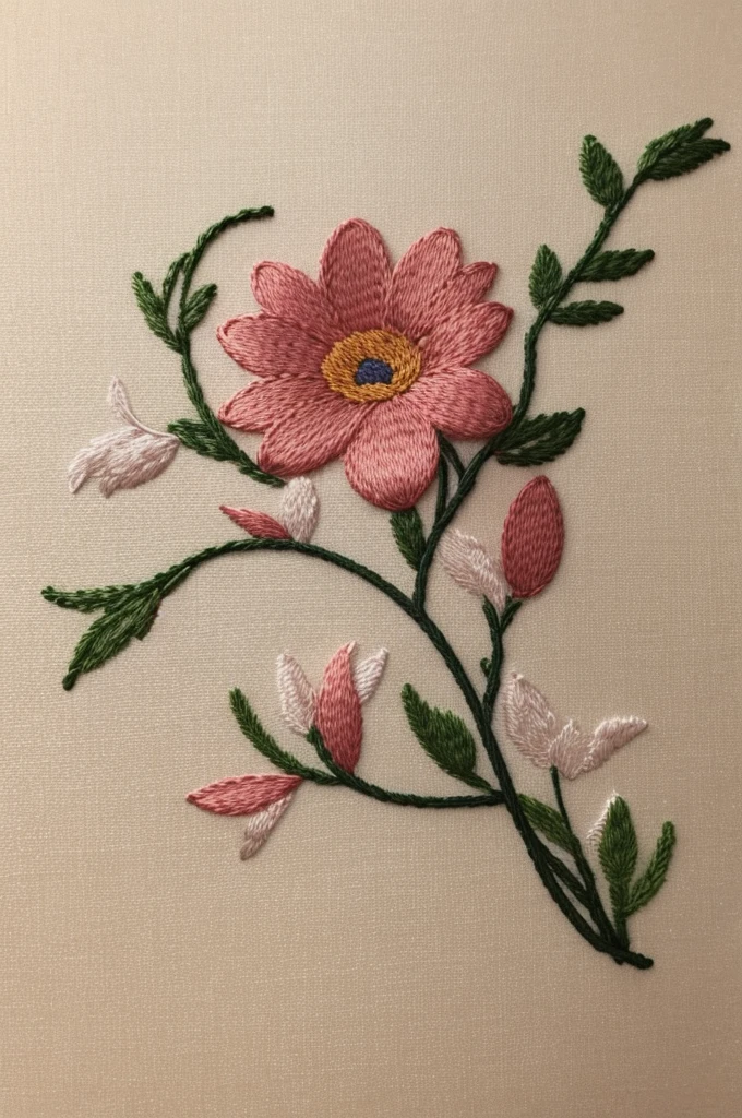 Flower branch design for embroidery