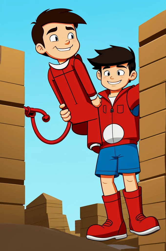 Rescue boy, cartoon style