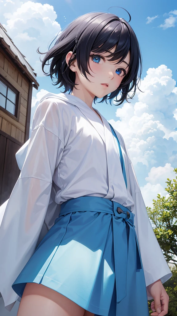 With a blue sky as a background、Mr.々Please draw a picture of a scene of an adventure.。In the center is、She has short black hair and green eyes、With Len, a boy dressed in casual adventure clothes、She has short blonde hair and blue eyes、Minato, a young man in a white robe、Standing on a white cloud。Behind Ren and Minato、彼らの冒険の軌跡を象徴するMr.々The scene is depicted。
The blue sky and white clouds envelop the whole、Try to exude an atmosphere of hope and adventure.。