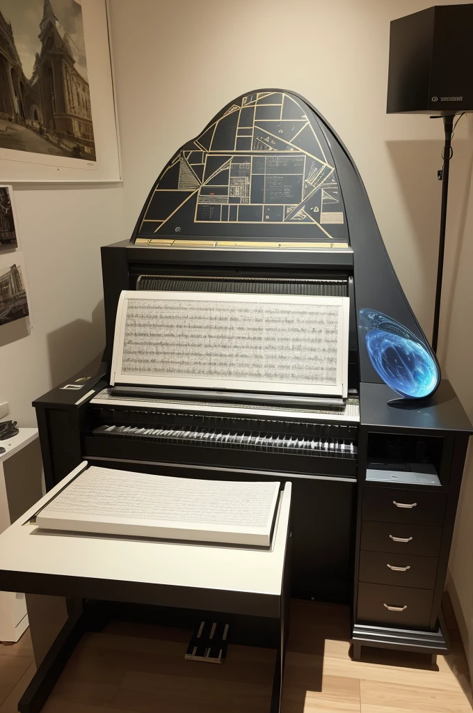 A large computer and inside it in the center will be written DNA 2024 and a representation of a DNA in drawing,around the writing will be elvis,a photo piano,a falling f22,obtained from Paris and Brazil,ecological bracelet