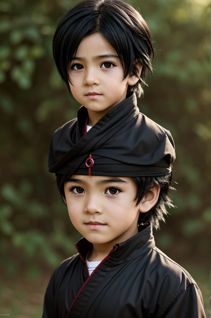 Anime five years old boy with dark eyes and dark hair similar to shisui uchiha hairstyle