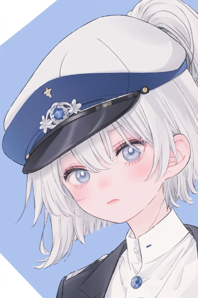 boy, silver hair, blue eyes, Sharp features, white skin, shirt, shirtแจ็กเกต