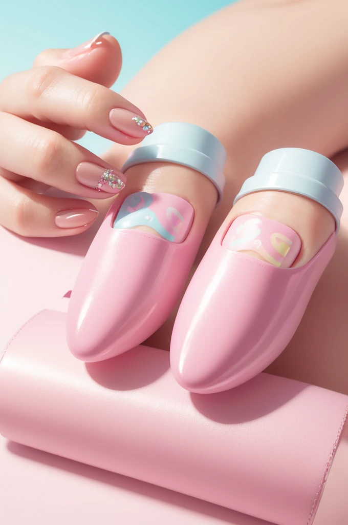 create for me a cute package, with a nice design and pastel colors for a nail polish brand