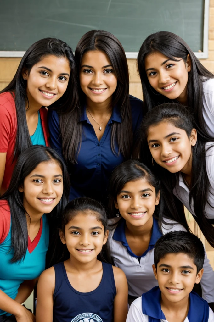 Teacher Colocha with her  students 