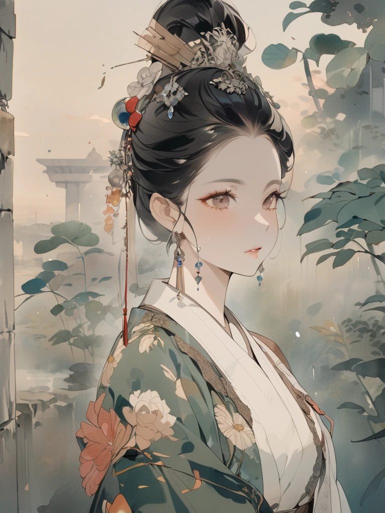 (8K, best quality, masterpiece),1girl, watercolor (medium), {Practical, original photo, Ultra-fine transparent, image, (Influenced by Yoshitaka Amano's style:1.6)}, Practical Light, Delicate skin, (Beautiful slim woman, 25 years old, Court Knight:1.5), Thin legs, Fine particles, Long white hair, Detailed fingers, Thin, sex, Ecstasy expression, 动感sex感的姿势, (巨大有弹sex的坚挺胸部:1.4), (sex感指挥官的盔甲, Long skirt, Long red cape, boots:1.2),(The armor has a larger chest opening;1.6), Exposing breasts, (Arcadia, Flower Storm, Many flowers:1.8), Unobscured,Beautiful scenery, (Flowers, Wind and Moon:1.5)