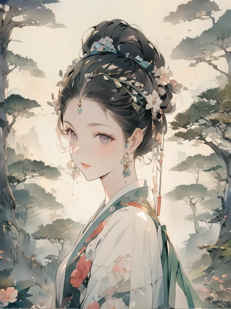 (8K, best quality, masterpiece),1girl, watercolor (medium), {Practical, original photo, Ultra-fine transparent, image, (Influenced by Yoshitaka Amano's style:1.6)}, Practical Light, Delicate skin, (Beautiful slim woman, 25 years old, Court Knight:1.5), Thin legs, Fine particles, Long white hair, Detailed fingers, Thin, sex, Ecstasy expression, 动感sex感的姿势, (巨大有弹sex的坚挺胸部:1.4), (sex感指挥官的盔甲, Long skirt, Long red cape, boots:1.2),(The armor has a larger chest opening;1.6), Exposing breasts, (Arcadia, Flower Storm, Many flowers:1.8), Unobscured,Beautiful scenery, (Flowers, Wind and Moon:1.5)