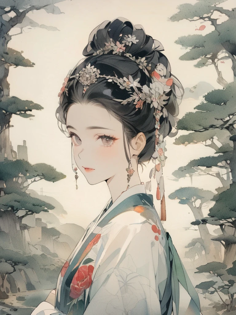 (8K, best quality, masterpiece),1girl, watercolor (medium), {Practical, original photo, Ultra-fine transparent, image, (Influenced by Yoshitaka Amano's style:1.6)}, Practical Light, Delicate skin, (Beautiful slim woman, 25 years old, Court Knight:1.5), Thin legs, Fine particles, Long white hair, Detailed fingers, Thin, sex, Ecstasy expression, 动感sex感的姿势, (巨大有弹sex的坚挺胸部:1.4), (sex感指挥官的盔甲, Long skirt, Long red cape, boots:1.2),(The armor has a larger chest opening;1.6), Exposing breasts, (Arcadia, Flower Storm, Many flowers:1.8), Unobscured,Beautiful scenery, (Flowers, Wind and Moon:1.5)