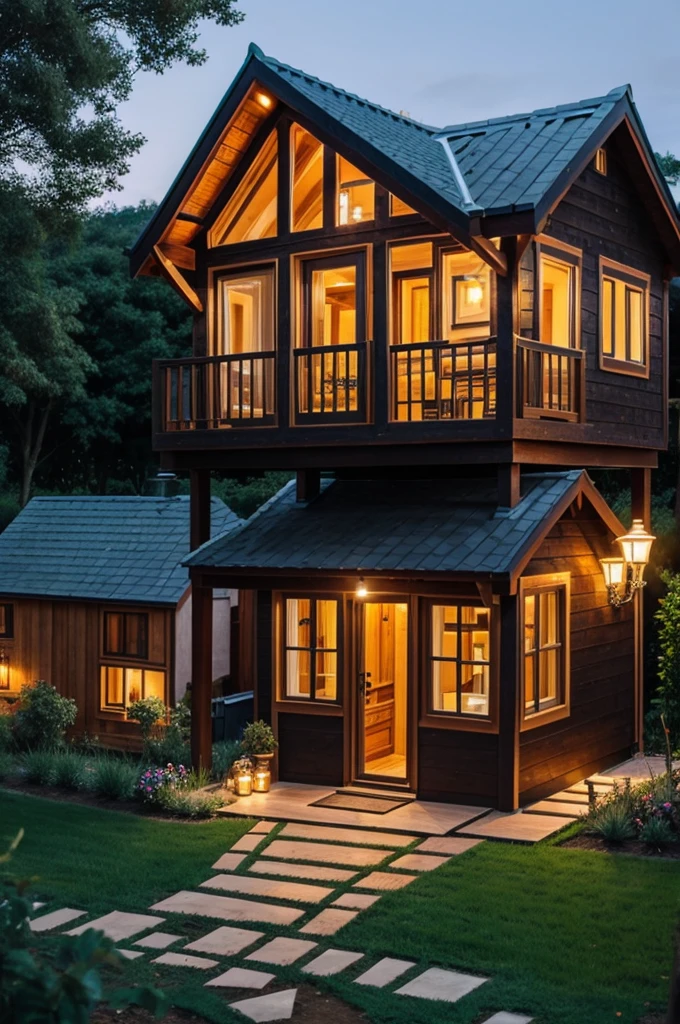 A very beautiful village with tiny houses and all houses lighting with candles 