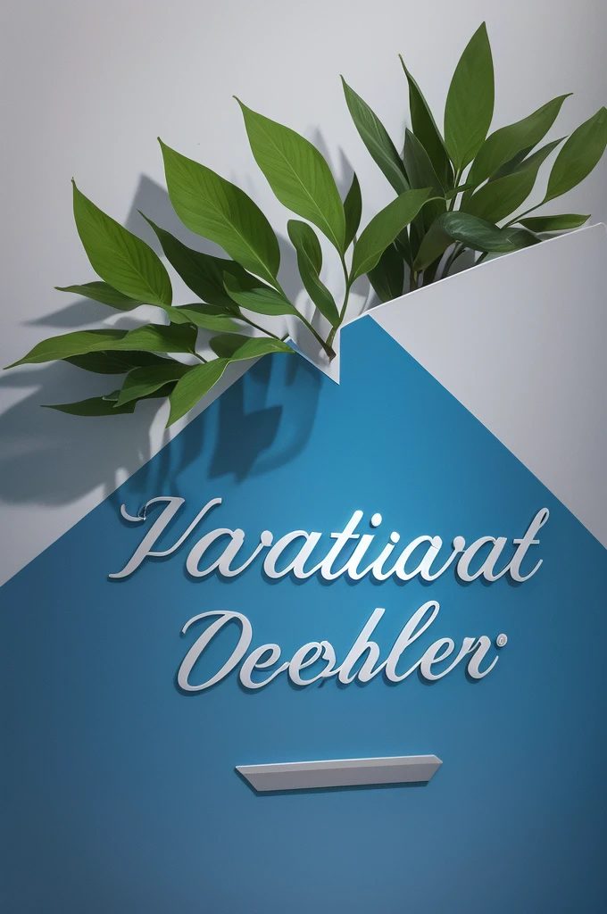 Logo with plant , blue details