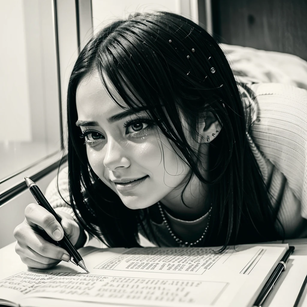 I wanted to write that

I am happy here even without you,

But unfortunately...

Tears have left before the pen.