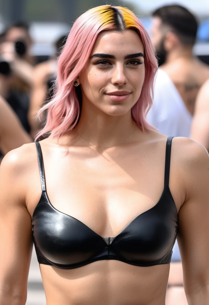  high quality  celebrity Erotic  paparazzi   photo ,  (gorgeous celebrity, nude , woman, SDXL , lora, smile, smiling , eyebrows raised ,DuaLipa, dua lipa, duxlipa, female, singer, cute, vacation  side background, pink color hair   , random click, random move photograph  , photorealistic , celebrity , woman )  topless , shiny breast ,shiny sweaty skin ,random sexualized move, erotic angles, sweaty  flat breast, celebrity erotic photograph , shiny sweaty skin , fleshy muscular woman  , ( natural lights, depth of field, detailed face , insanely detailed skin texture, hyper detailed features )