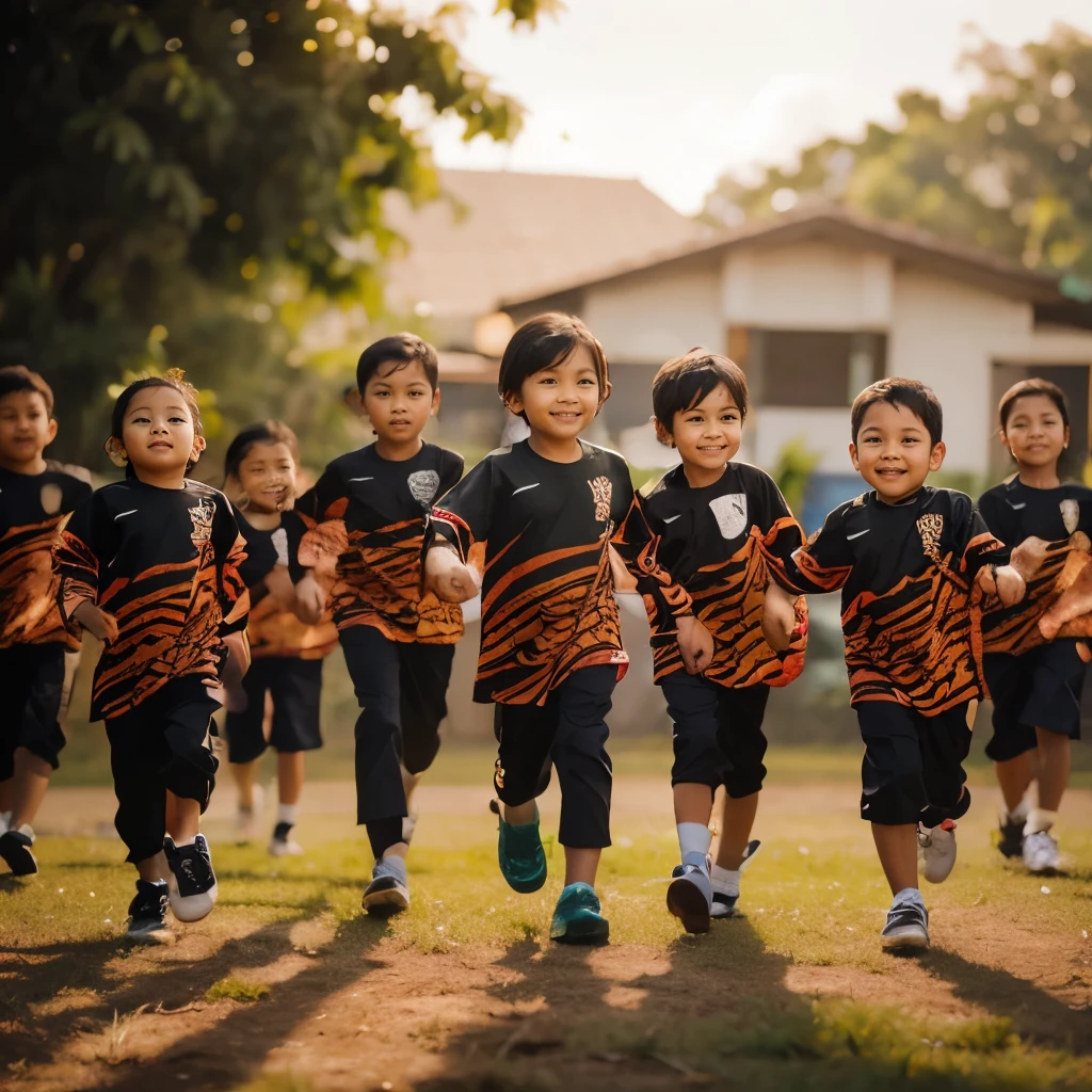 Modern Malay 5 years old kids face, sharp detail face, perfect face, green grass
