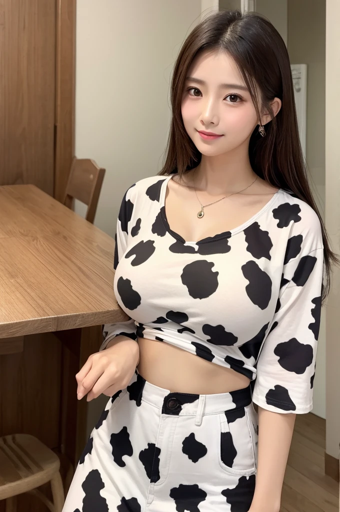 （（Highest quality））、Beauty、Big Breasts、Cow print shirt、