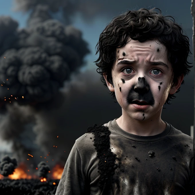 A comedy about a boy covered in soot who receives a bomb and gets caught up in the explosion.