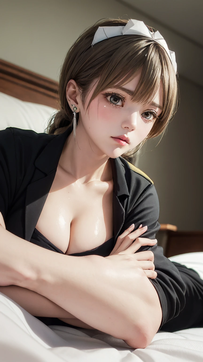 (masterpiece: 1.3), (Maximum resolution: 1.2), (Ultra HD TV: 1.2), Cinematic Light, 8K resolution, Detailed facial features , (Sharp focus: 1.2),Perfect Style, Beautiful Face, Acura, Anatomically correct, Highly detailed face and skin quality感, Beautiful Eyes,ThroughkBright Eyes, Natural Cheeks, Glowing Skin, (Glossy Lips: 1.4),、 (A shameful expression: 1.2),Highly detailed face and skin quality, Natural Cheeks, , Glossy Lips,Exposed cleavage、(White mucus on chest:1.6)(White mucus on thighs:1.6)、 blush、Humiliating、shame、Please open your knees、dissatisfaction、anger、tears、sorrow、Glaring at the camera、Spread your legs、、Sparkly little earrings and necklace、Disheveled clothes、stockings、Drenched in sweat、stockings 、Long Hair、32 years old, Clean woman,1 person、 first class cabin、On the bed(On my back, Lying down in bed, Lying down in bedいる, Lying down, White sheets:1.3)、blonde、Blonde、Blue-gray eyes、Green-gray eyes,(black stewardess uniform:1.4)、scarf、dissatisfaction、Masturbate、Nipple exposure、Soft Breasts、