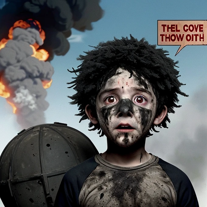 A comedy about a boy covered in soot who receives a bomb and gets caught up in the explosion.