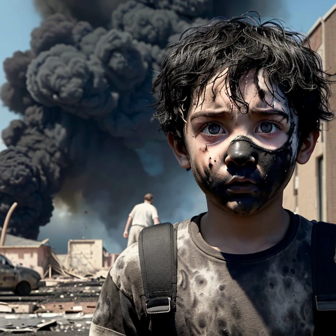 A comedy about a boy covered in soot who receives a bomb and gets caught up in the explosion.