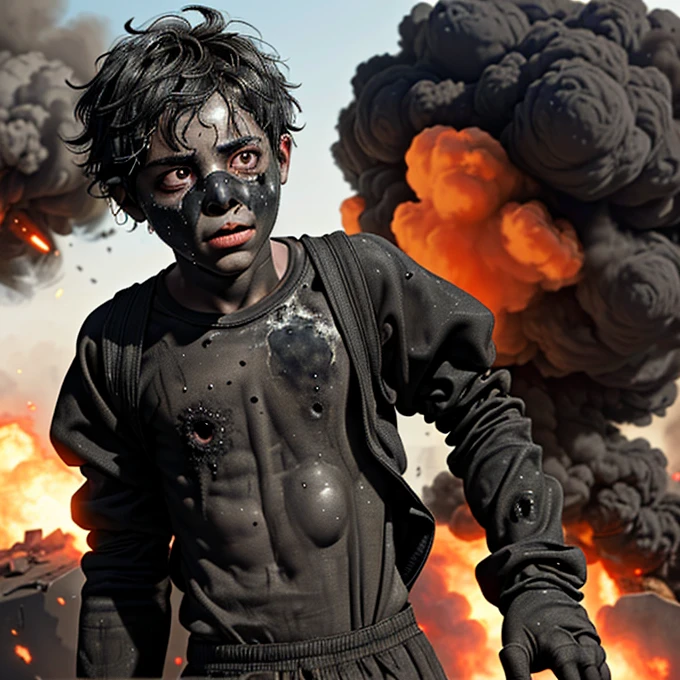 A comedy about a boy covered in soot who receives a bomb and gets caught up in the explosion.