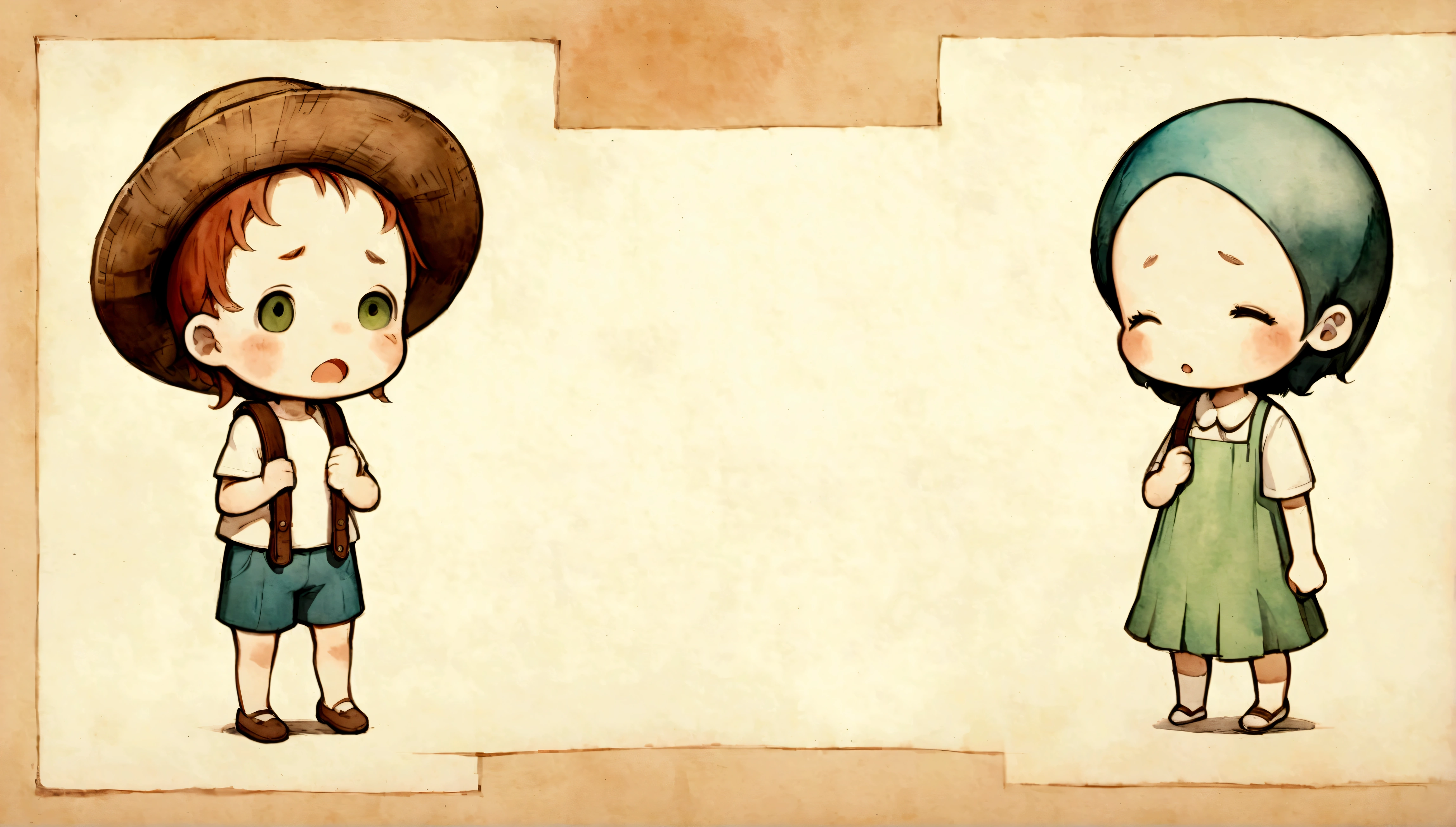 An illustration,(Draw the children with surprised expressions),(Children with open mouths and disappointed expressions),The children are shocked and depressed.,children are wearing summer clothes,(The background is the garden of a house in town),This is a scene where the planned outing that I was looking forward to was cancelled.,group,BREAK,children are carrying backpacks,straw hat,The children are dressed as if they are going on a field trip.,BREAK,cute illustration,surreal,artwork,Expressively,This is an illustration that looks like a picture book illustration.,draw with thick lines,Please draw with a gentle touch,Draw with pencil and watercolors,Gabriel Pacheco Style page,anatomically correct,perfect anatomy,structurally correct,Optimal configuration,Draw carefully to the details