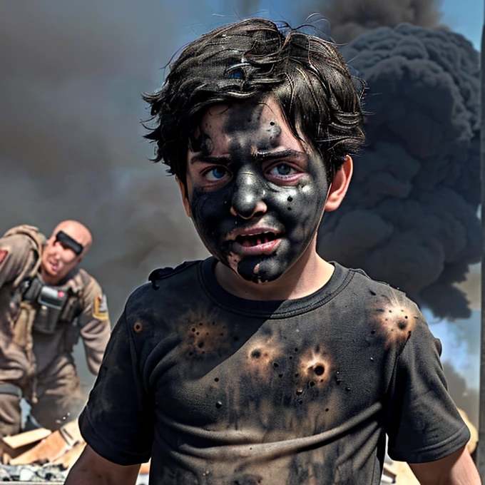 A comedy about a boy covered in soot who receives a bomb and gets caught up in the explosion.
